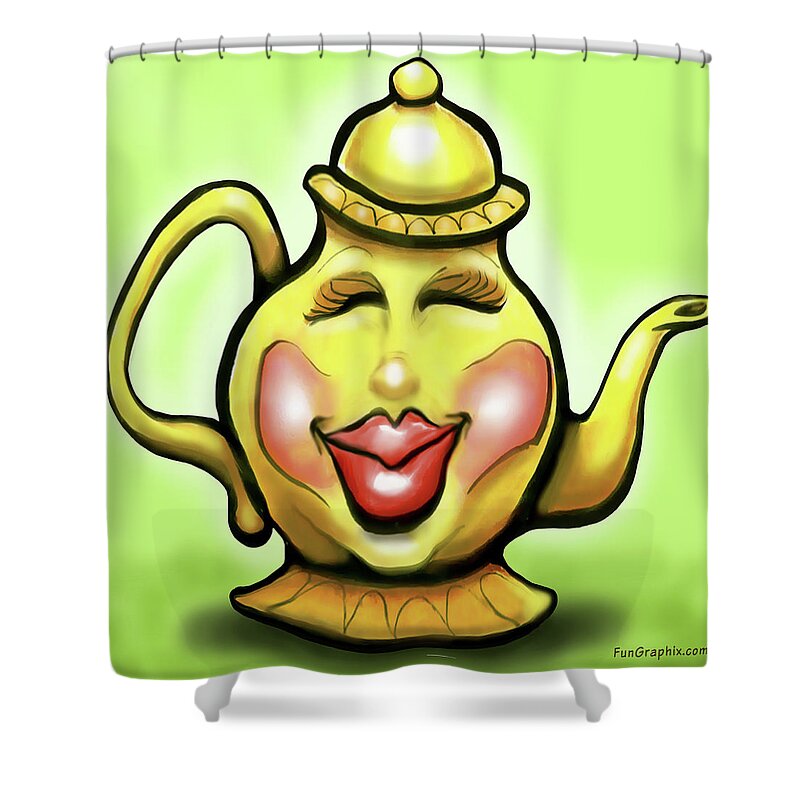 Tea Shower Curtain featuring the digital art Teapot by Kevin Middleton