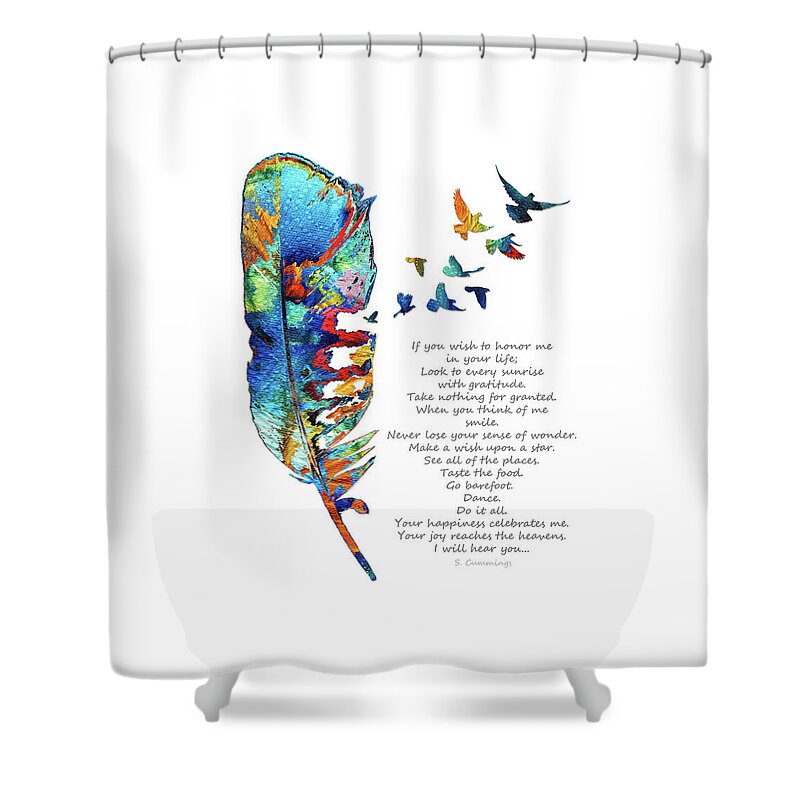 Feather Shower Curtain featuring the painting Comforting Grief Sympathy Art - Do It All by Sharon Cummings