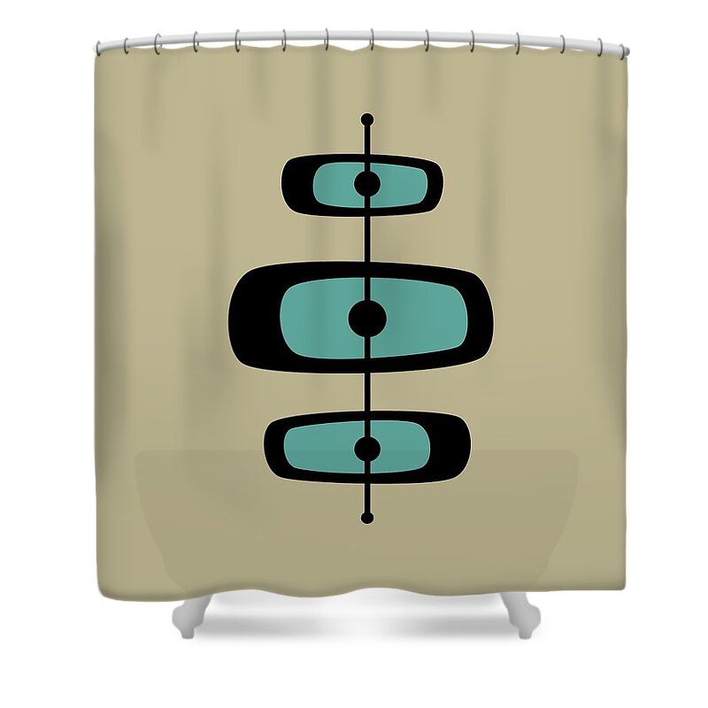 Mid Century Modern Shower Curtain featuring the digital art Two Toned Mid Century Oblongs in Teal by Donna Mibus