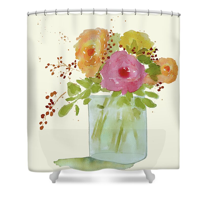 Roses Shower Curtain featuring the painting Roses Still Life by Deborah League