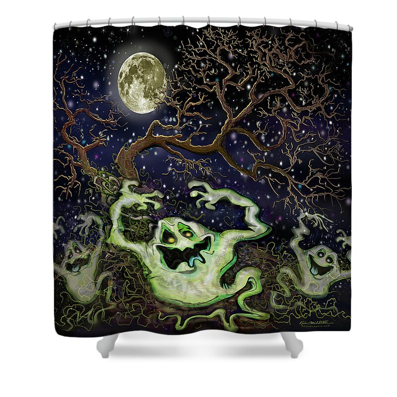 Ghost Shower Curtain featuring the digital art Ghost Tree by Kevin Middleton