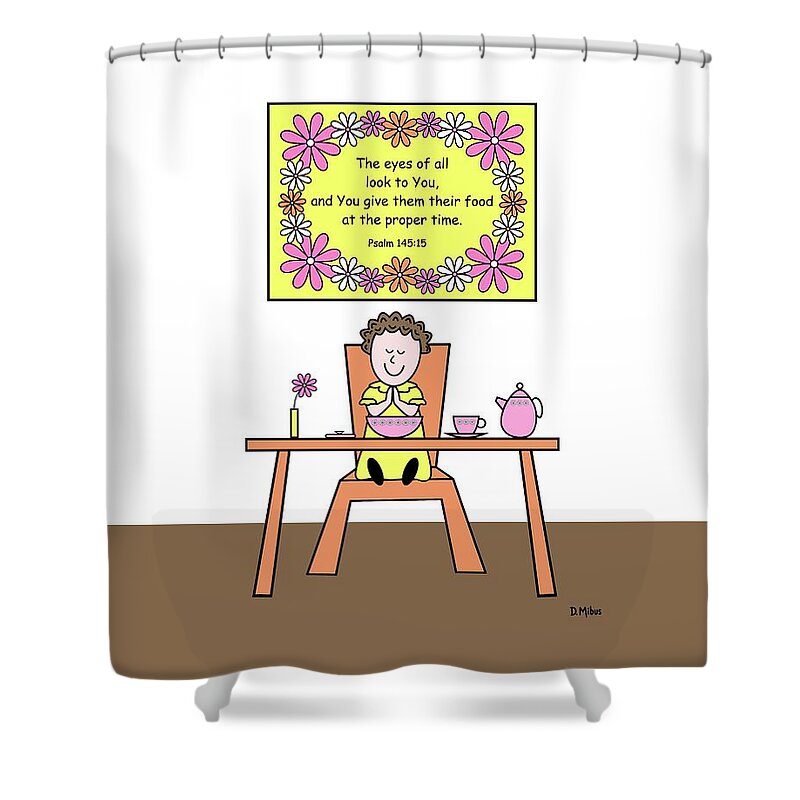Bible Verse Shower Curtain featuring the digital art Grateful Girl Gives Thanks by Donna Mibus