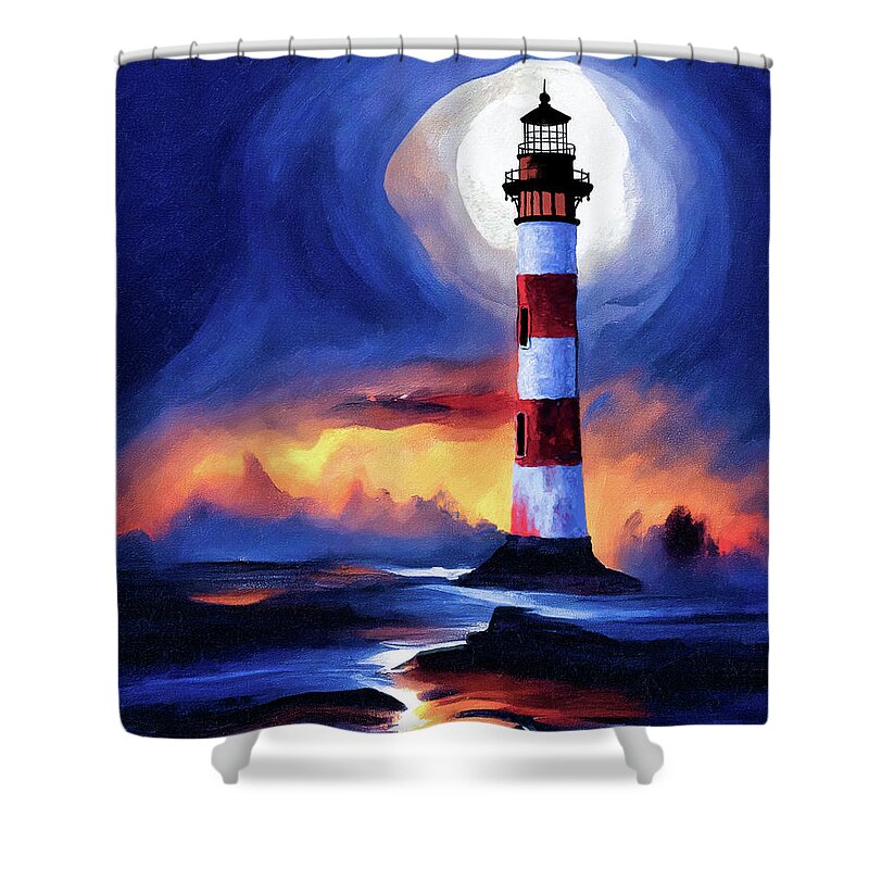 Morris Island Shower Curtain featuring the mixed media Morris Island Lighthouse - South Carolina by Mark Tisdale