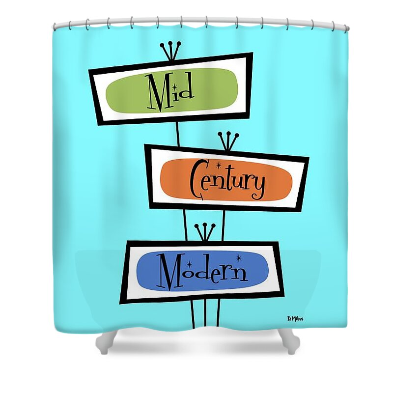 Mid Century Modern Shower Curtain featuring the digital art Mid Century Modern Signs by Donna Mibus