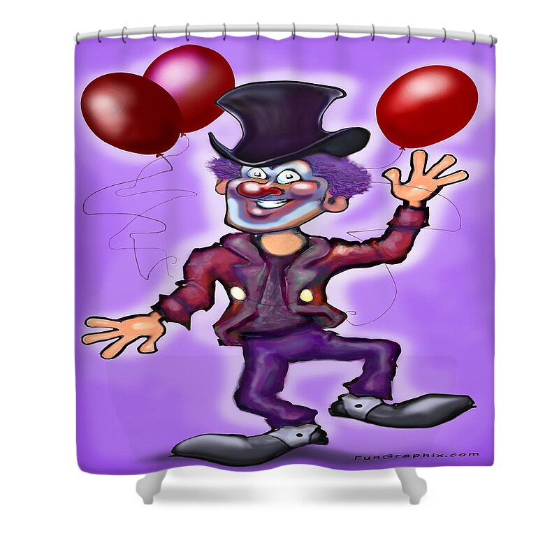 Clown Shower Curtain featuring the painting Party Clown by Kevin Middleton