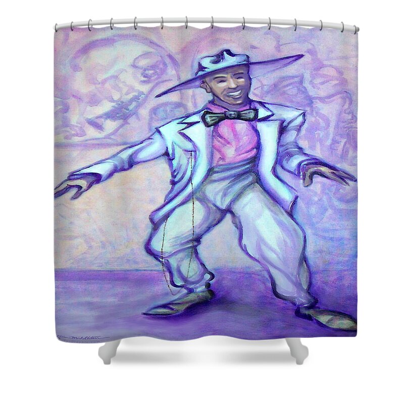 Zoot Suit Shower Curtain featuring the painting Zoot Suit by Kevin Middleton