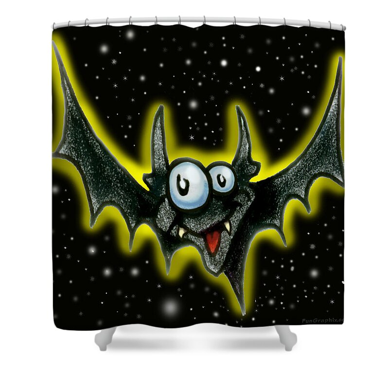 Bat Shower Curtain featuring the digital art Batty by Kevin Middleton
