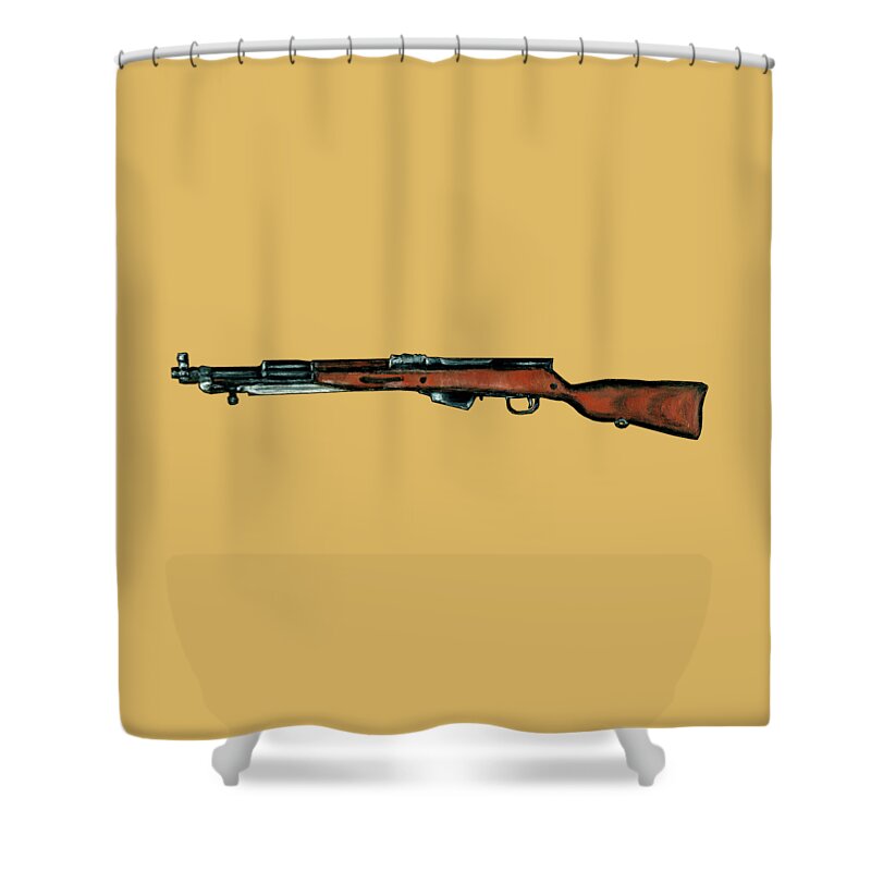 Malakhova Shower Curtain featuring the painting Gun - Rifle - SKS by Anastasiya Malakhova