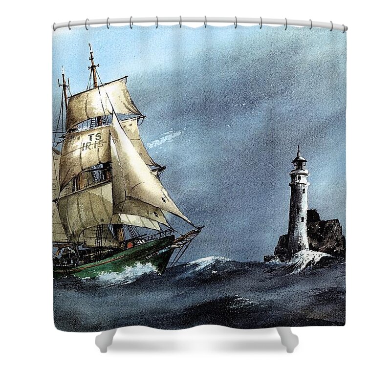 Vb Asgard 11 Shower Curtain featuring the painting WK 10. Asgard 11 rounding the Tusker by Val Byrne