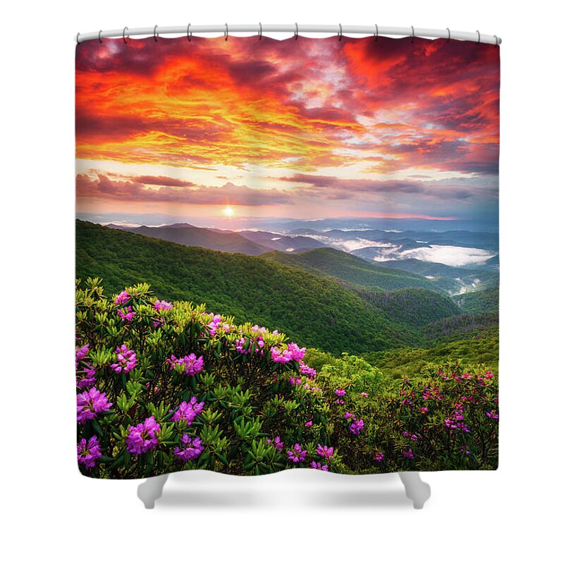 Blue Ridge Parkway Shower Curtain featuring the photograph Asheville North Carolina Blue Ridge Parkway Scenic Sunset Landscape by Dave Allen