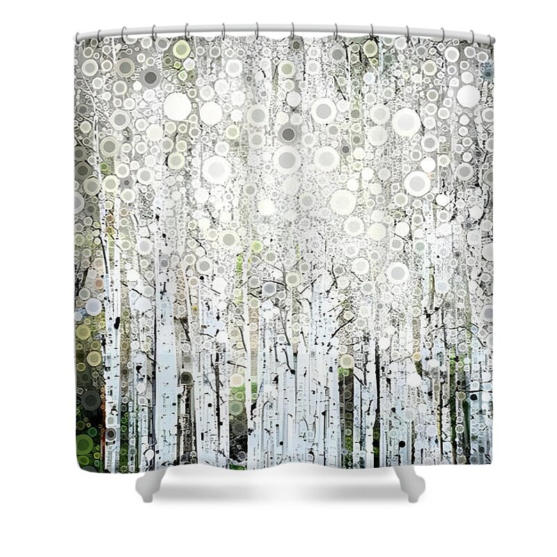Aspen Shower Curtain featuring the digital art Aspens in the Spring by Linda Bailey