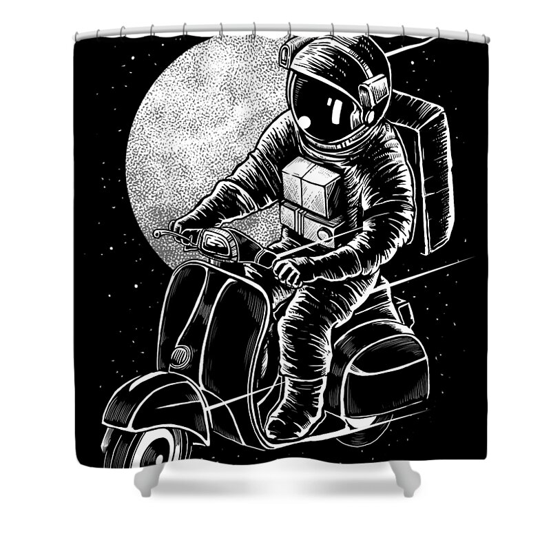 Astronaut Shower Curtain featuring the digital art Astronaut biker by Long Shot