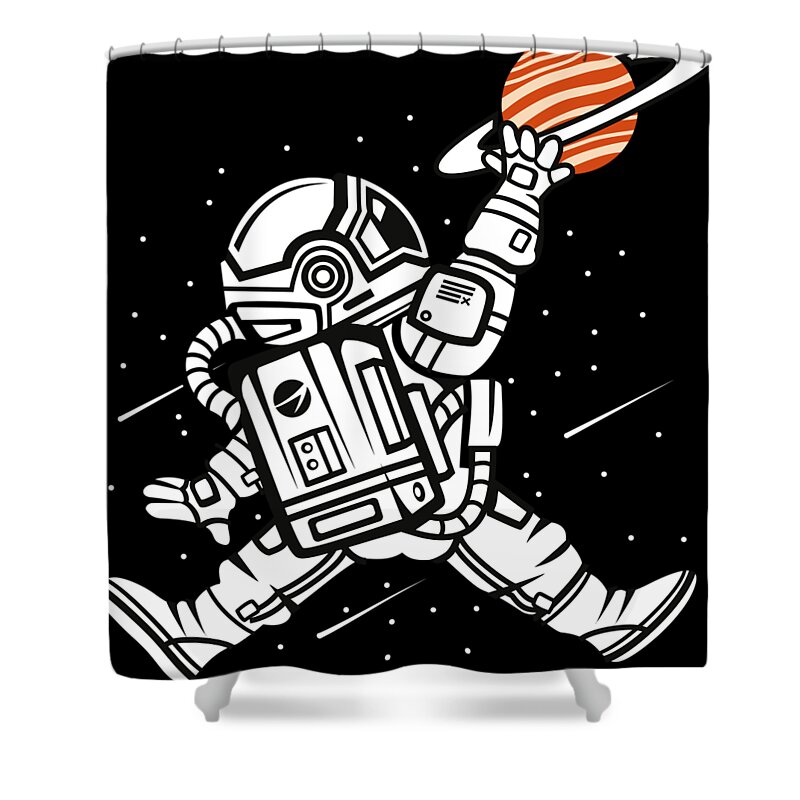Astronaut Shower Curtain featuring the digital art Astronaut in outer space by Long Shot
