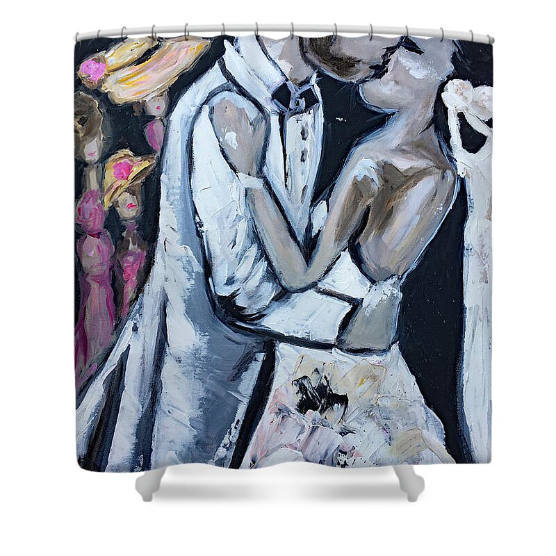 Wedding Shower Curtain featuring the painting At Last by Roxy Rich