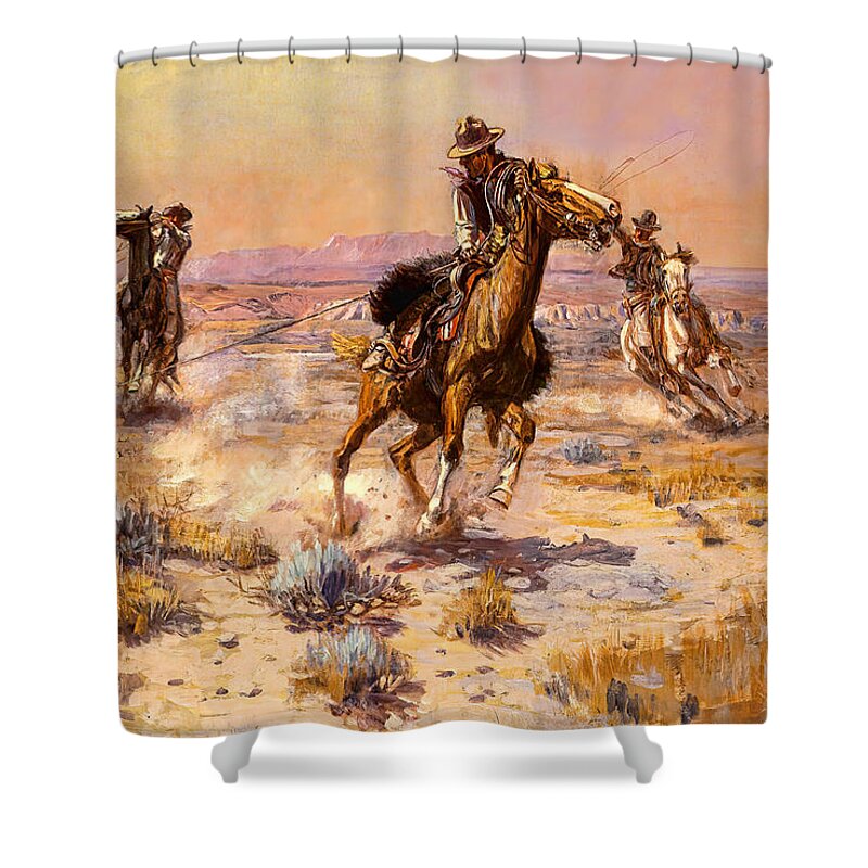 Charles Russell Shower Curtain featuring the digital art At Ropes End by Charles Russell