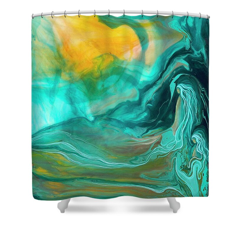 Womanhood Shower Curtain featuring the painting At Sea by Darcy Lee Saxton