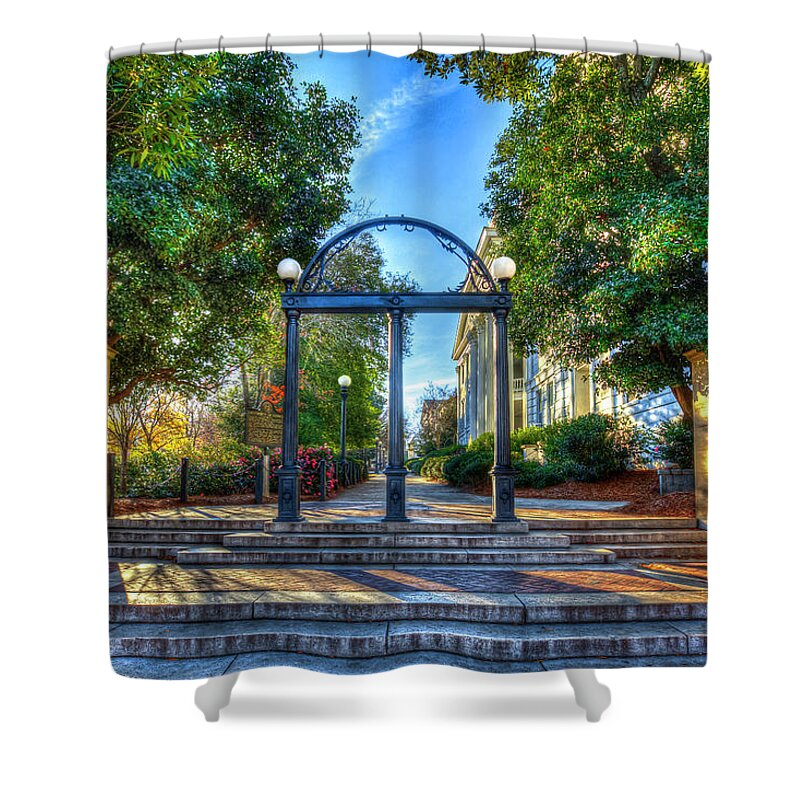 Reid Callaway The Arch At Rest Shower Curtain featuring the photograph Athens Georgia The Arch At Rest University Of Georgia Landscape Architectural Art by Reid Callaway