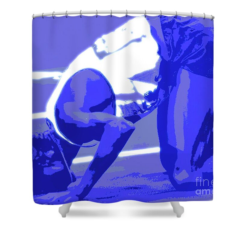 Pray Shower Curtain featuring the painting Athletes and Prayer by Jack Bunds