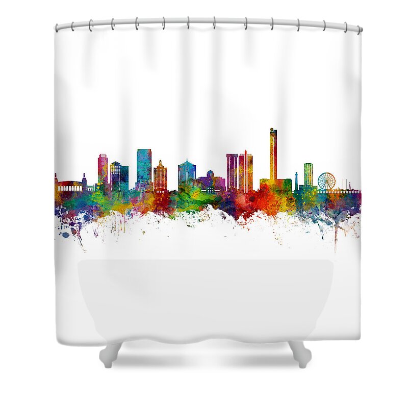 Atlantic City Shower Curtain featuring the digital art Atlantic City New Jersey Skyline #70 by Michael Tompsett
