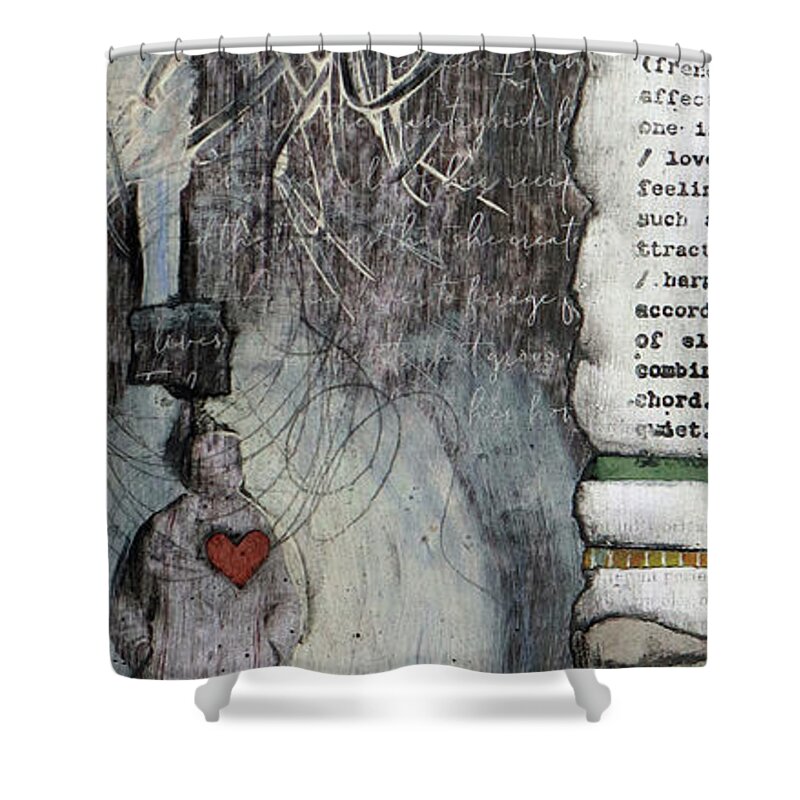Vertical Art Shower Curtain featuring the mixed media Attractive Love by Laura Lein-Svencner