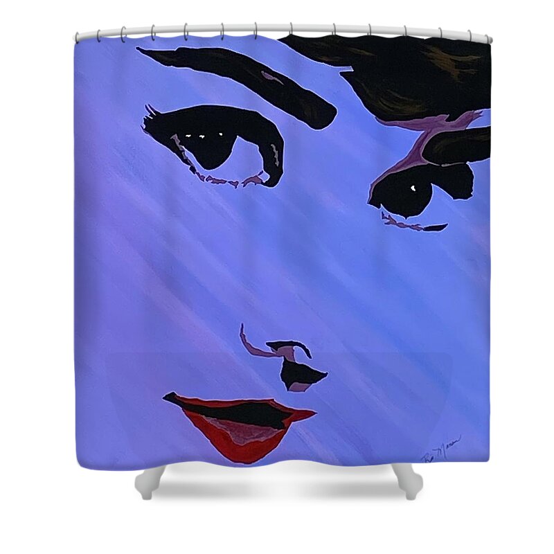  Shower Curtain featuring the painting Audrey Hepburn by Bill Manson