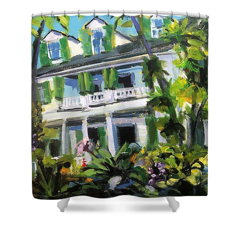 Audubon Shower Curtain featuring the painting Audubon House - Key West by Susan Elizabeth Jones