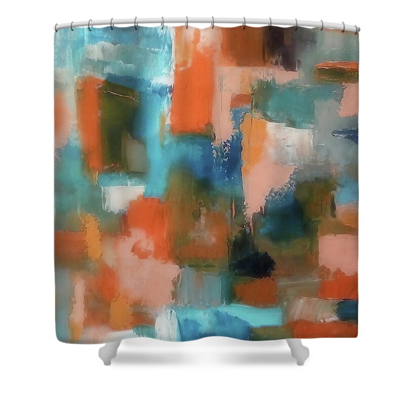 August Shower Curtain featuring the painting August Harmony by Johanna Hurmerinta