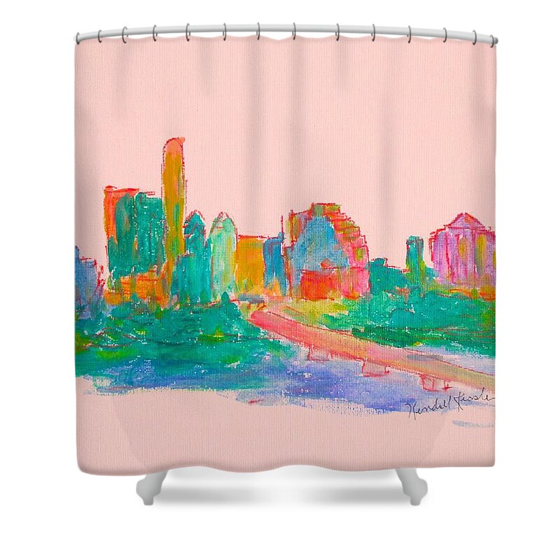 Austin Shower Curtain featuring the painting Austin Blue Stage One by Kendall Kessler