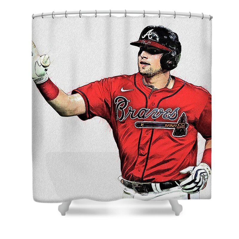 Austin Riley - 3B - Atlanta Braves Shower Curtain by Bob Smerecki
