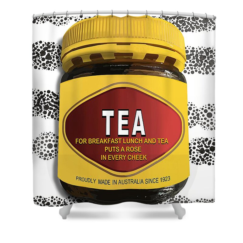 Australiana Shower Curtain featuring the drawing Australiana Pop Art Tea As Ingredient by Joan Stratton