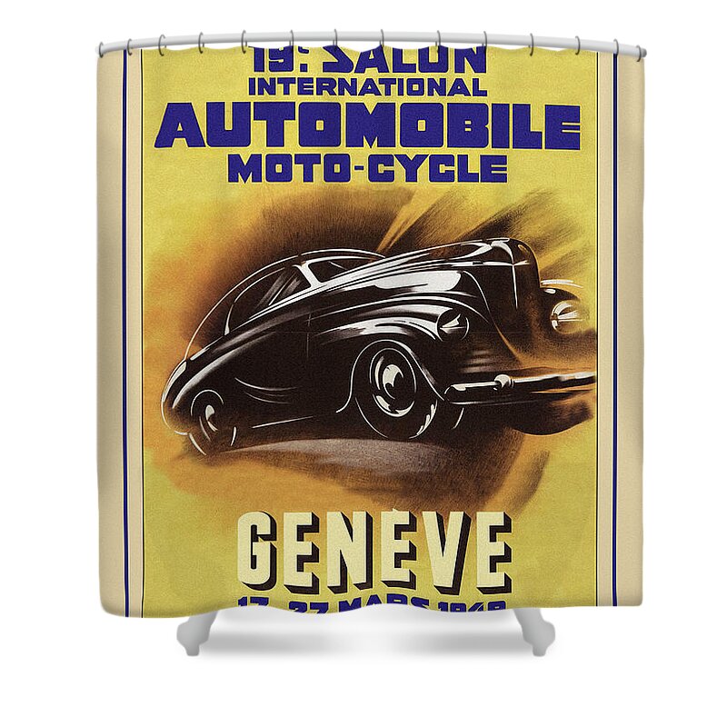 1949 Geneva Automobile Show Shower Curtain featuring the photograph Automotive Art 540 by Andrew Fare