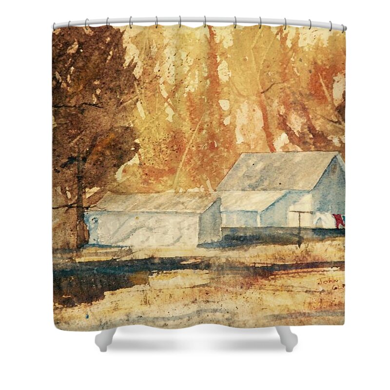 Impressionistic Shower Curtain featuring the painting Autumn Wash by John Glass