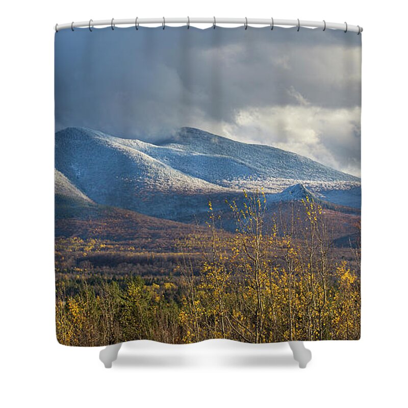 Autumn Shower Curtain featuring the photograph Autumn and Winter Combine by White Mountain Images