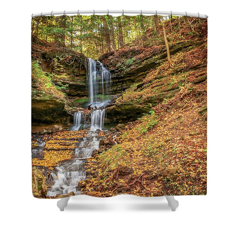 America Shower Curtain featuring the photograph Autumn at Horseshoe Falls by Robert Carter
