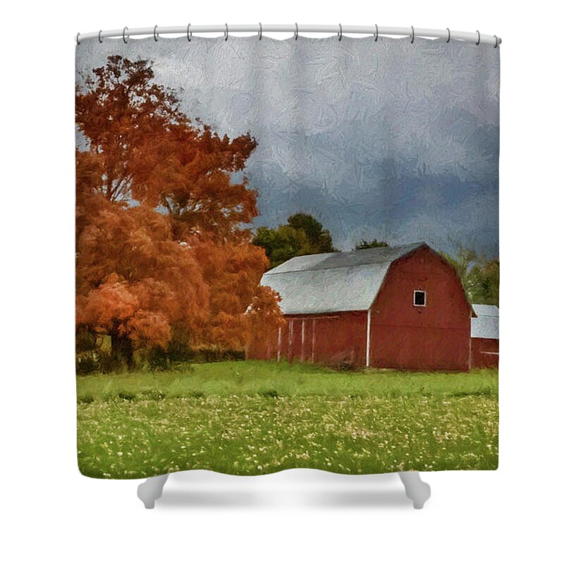 Farm Shower Curtain featuring the photograph Autumn At The Farm by Cathy Kovarik