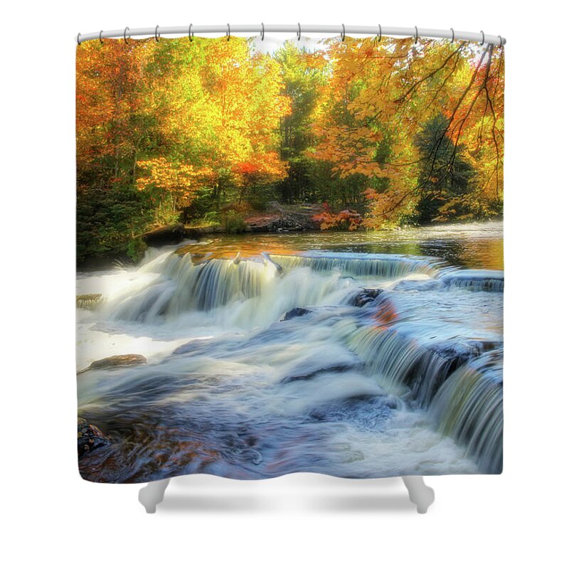 Rapids Shower Curtain featuring the photograph Autumn at the Rapids by Robert Carter