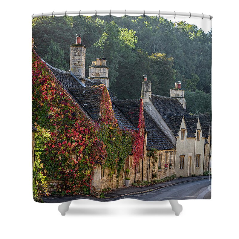 Wayne Moran Photograpy Shower Curtain featuring the photograph Autumn Castle Combe Cotswold District by Wayne Moran