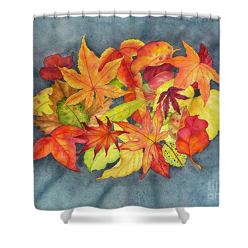 Autumn Shower Curtain featuring the painting Autumn Collection by Lucy Arnold