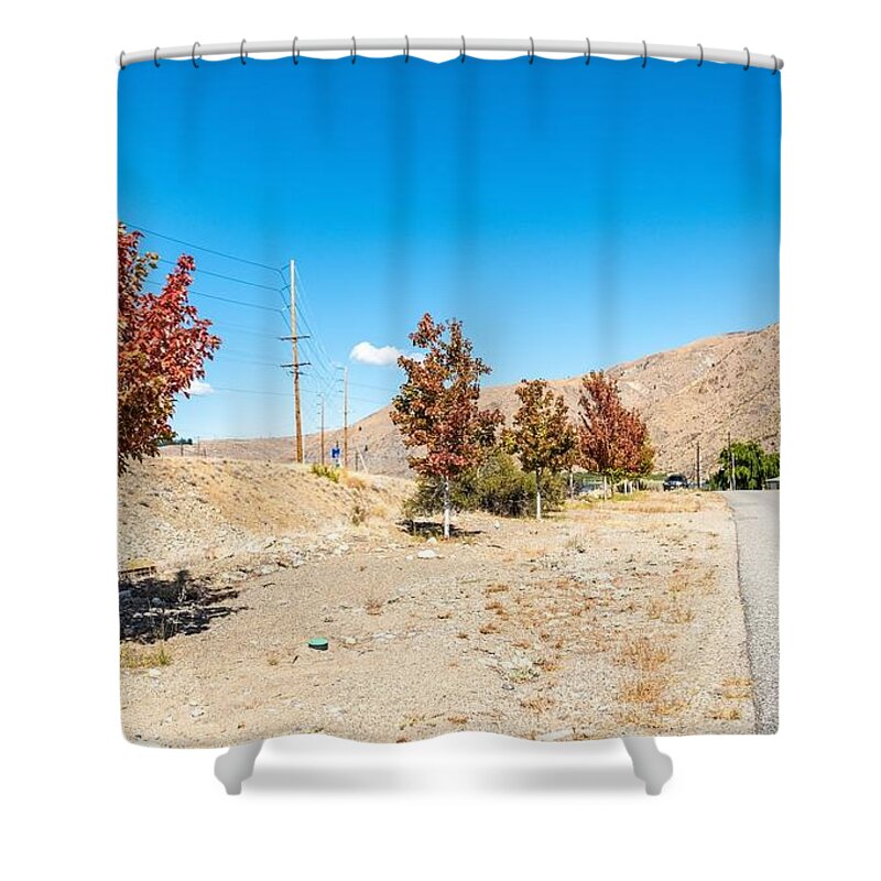Autumn Color On Lakeshore Drive Shower Curtain featuring the photograph Autumn Color on Lakeshore Drive by Tom Cochran