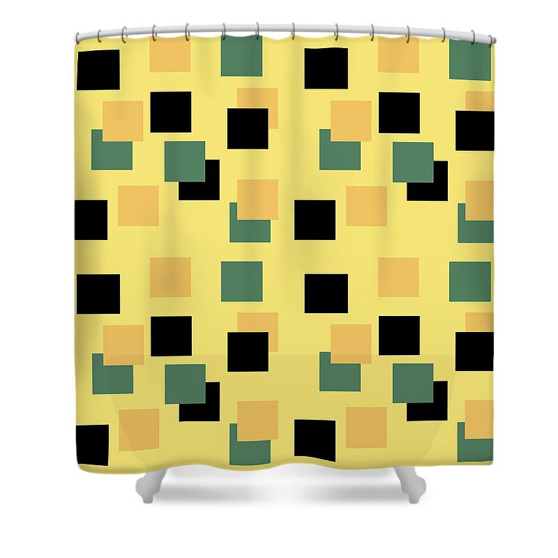 Autumn Shower Curtain featuring the digital art Autumn Evening Harmony Abstract Geometric Art by Johanna Hurmerinta