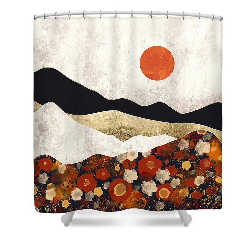 Autumn Shower Curtain featuring the digital art Autumn Field by Spacefrog Designs