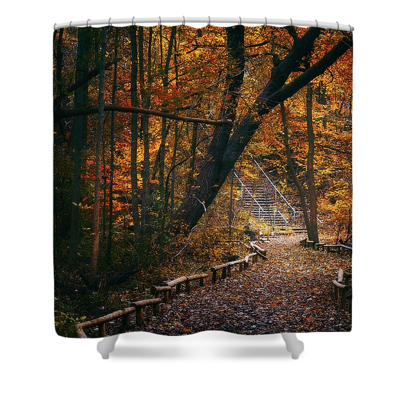 Fall Shower Curtain featuring the photograph Autumn in Riverside Park by Scott Norris