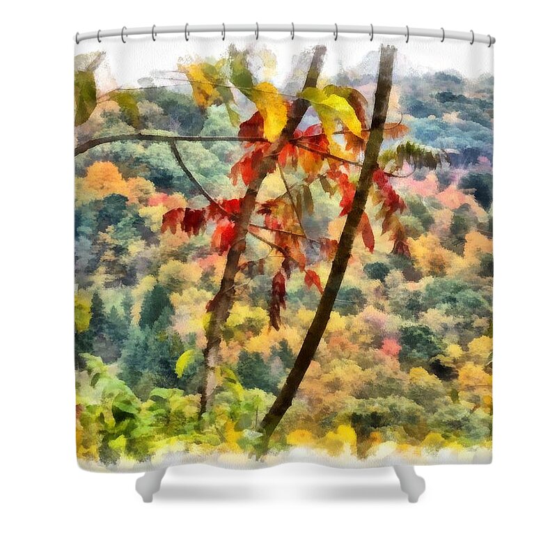 Autumn Shower Curtain featuring the mixed media Autumn in the Valley by Christopher Reed