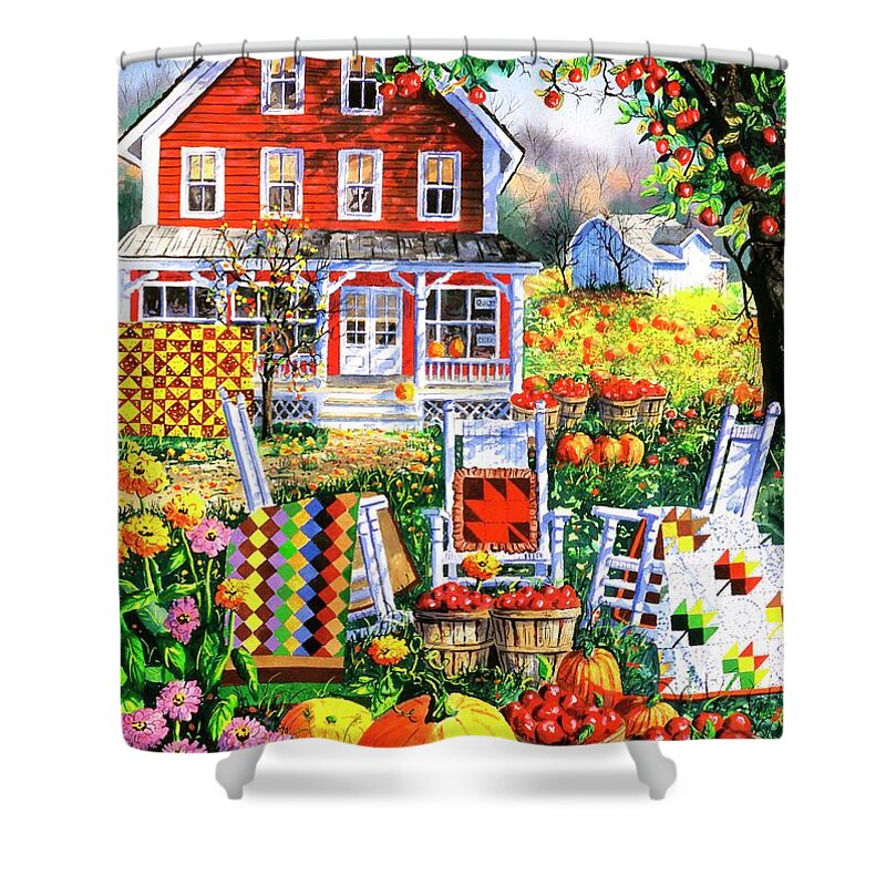 Autumn Shower Curtain featuring the painting Autumn Joy by Diane Phalen
