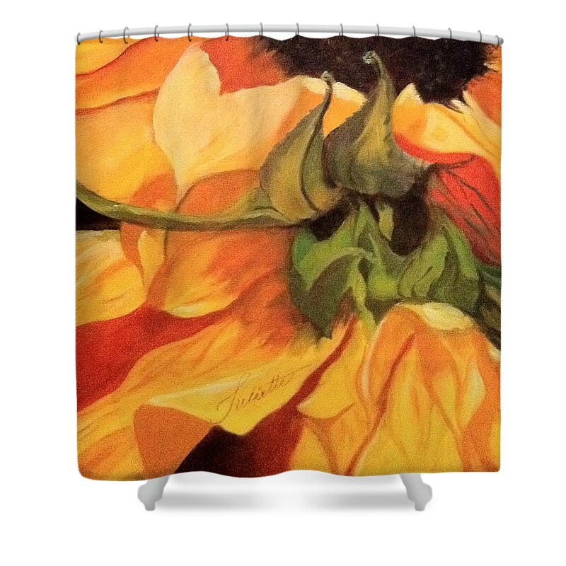 Sunflower Shower Curtain featuring the painting Autumn memory by Juliette Becker
