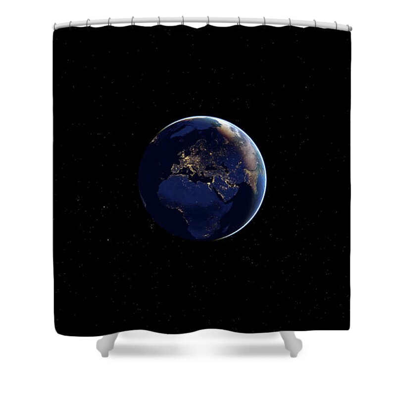 3d Shower Curtain featuring the digital art Autumn on Earth by Karine GADRE