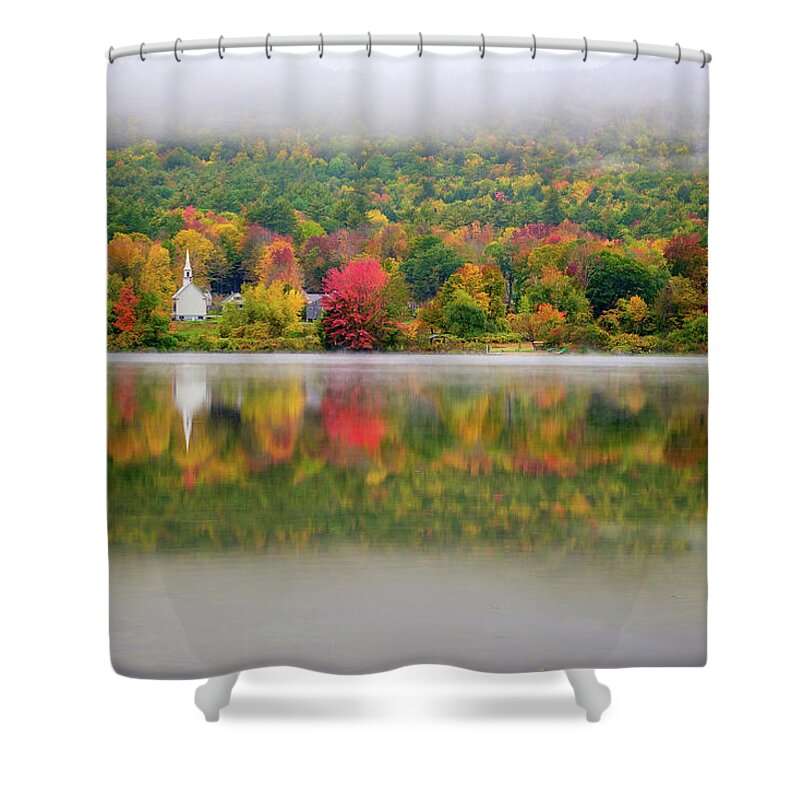 New Hampshire Shower Curtain featuring the photograph Autumn Reflections, Eaton, NH. by Jeff Sinon