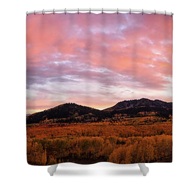 Autumn Shower Curtain featuring the photograph Autumn Sunset by Wesley Aston