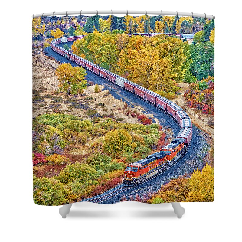 Autumn Shower Curtain featuring the photograph Autumn Train by Eggers Photography