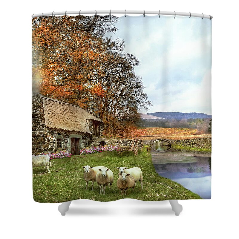 Autumn Shower Curtain featuring the photograph Autumn - Tranquility of Autumn by Mike Savad